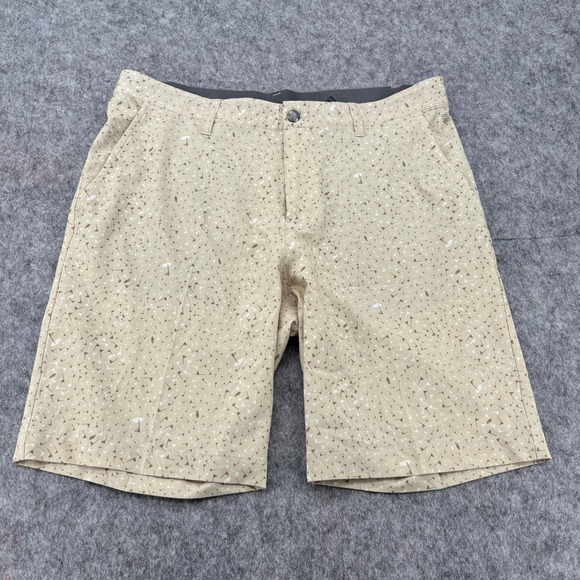 adidas Other - Adidas Golf Shorts Mens 32 Tan Beige All Over Golf Flag Print Performance